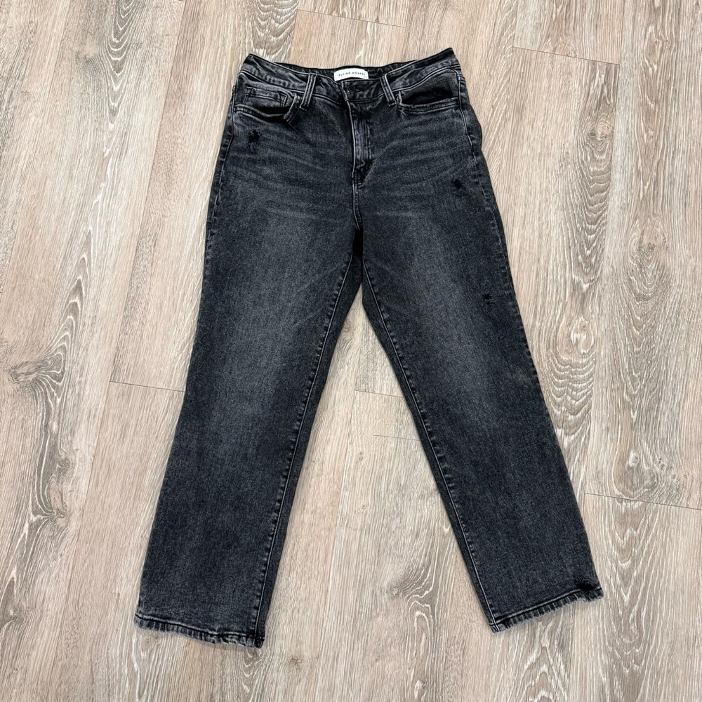 Flying Monkey Charcoal Straight Leg Cropped Jeans